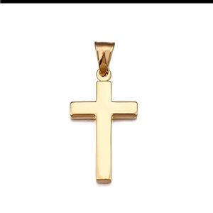 Unisex 18k Gold vacuum plating cross pendant necklace charm